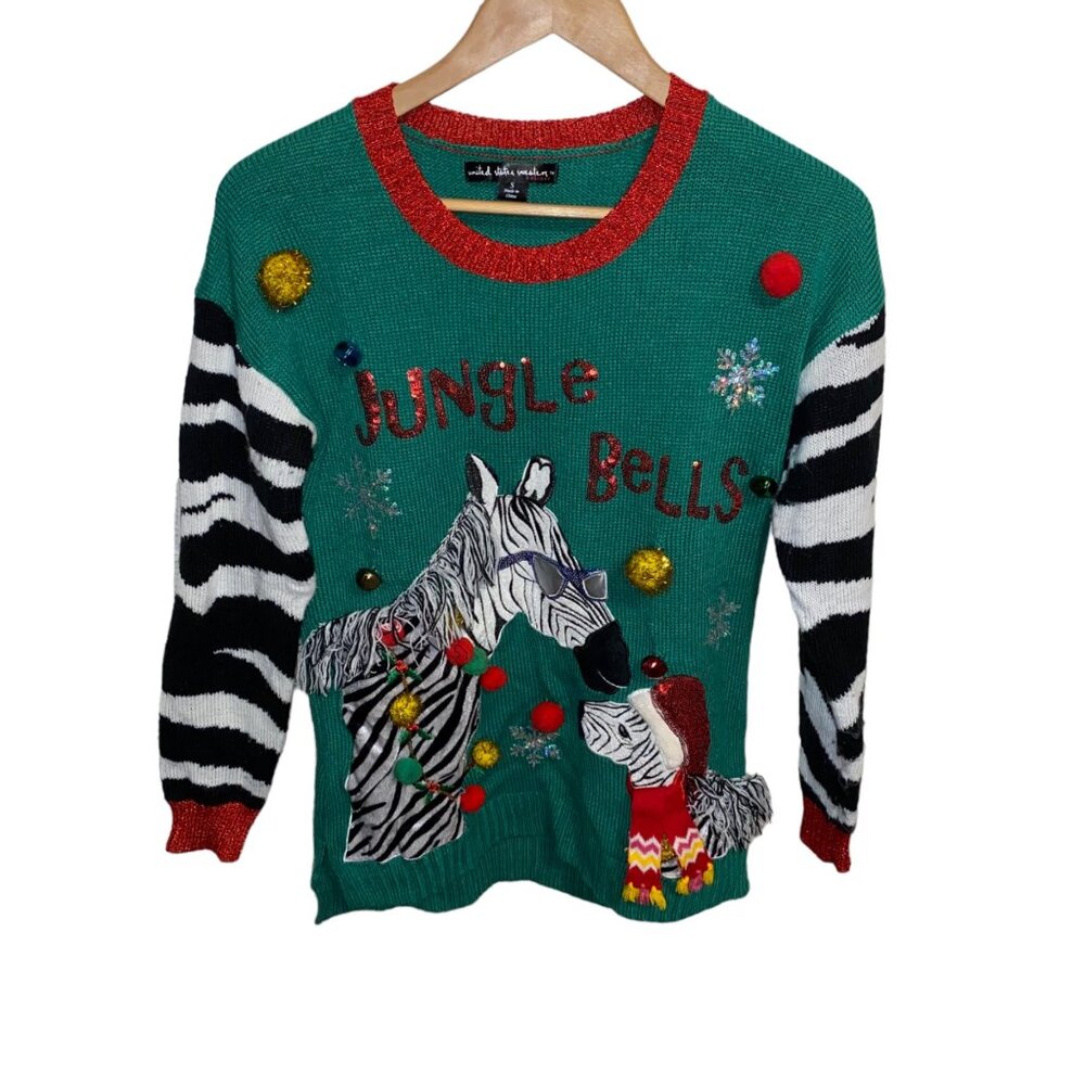 Jingle Bells JUNGLE BELLS Christmas Zebra Sweater Small United States Sweaters H